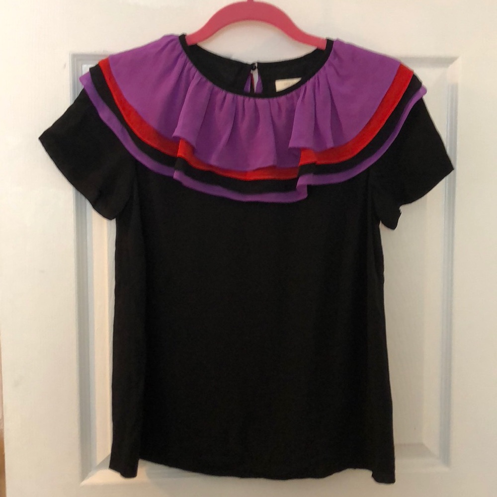 Kate Spade Ruffle Collar Silk Top